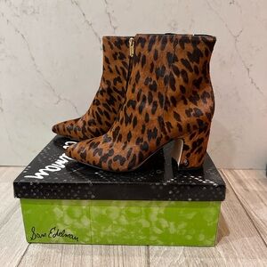 Sam Edelman Leopard Print Ankle Boots Size 9